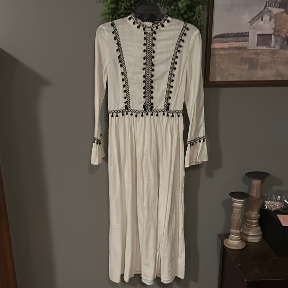 Elegant White Maxi Dress with Black Accents